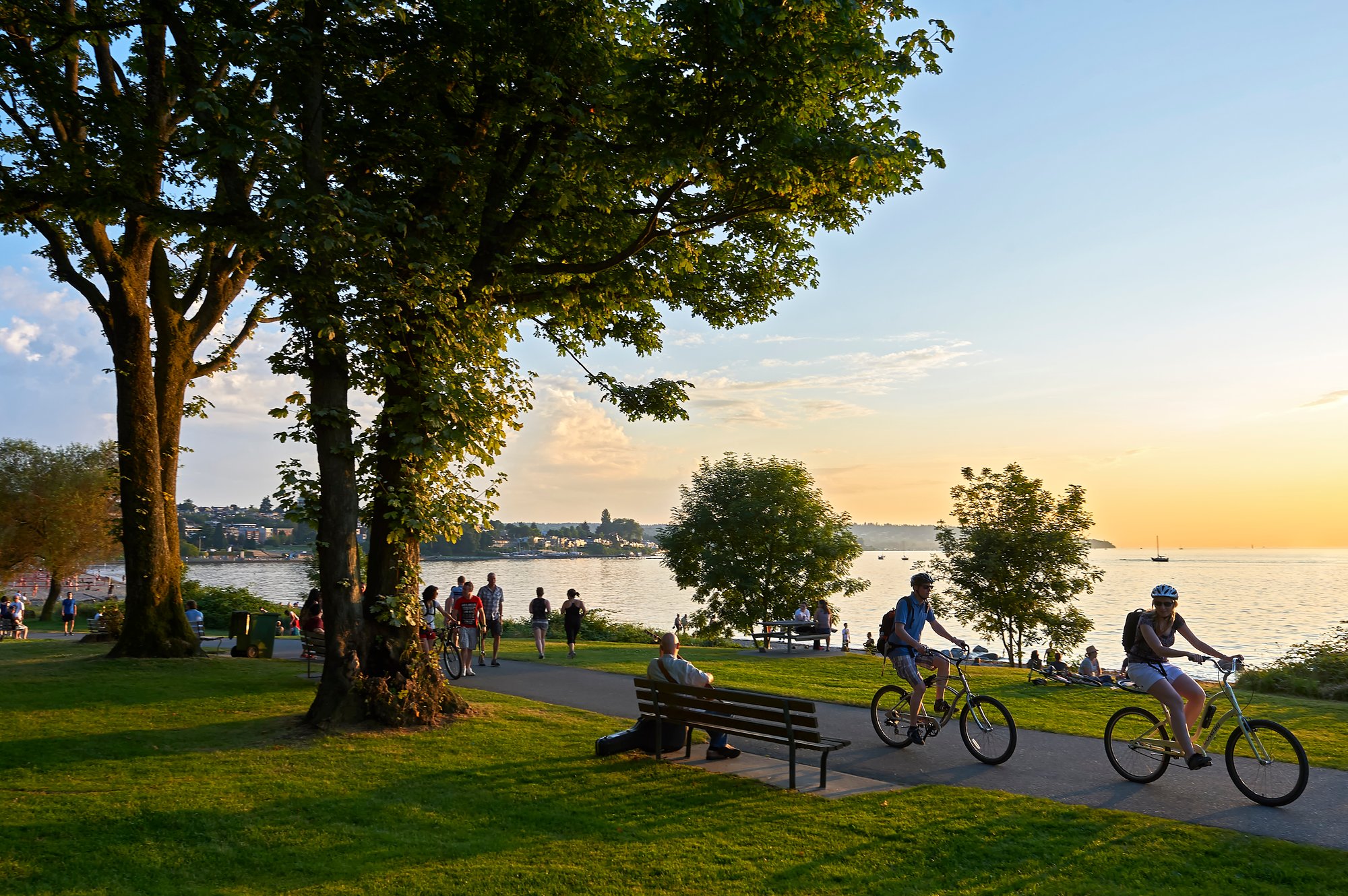 riding bikes by the lake